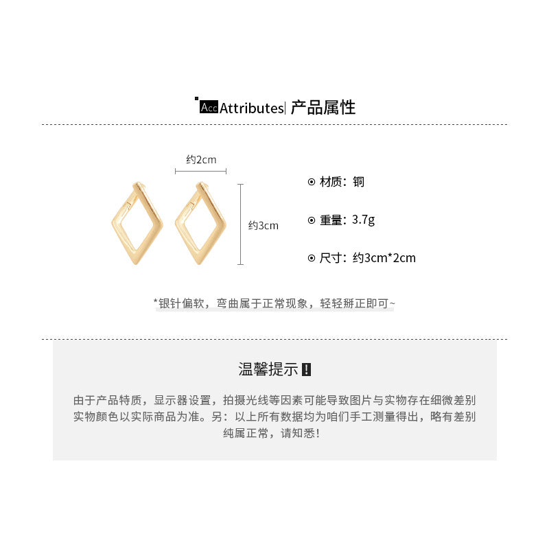 A廠【HE28356】歐美跨境幾何菱形吊墜耳環時尚簡約百搭氣質耳環小眾設計感耳飾女
25.08-5