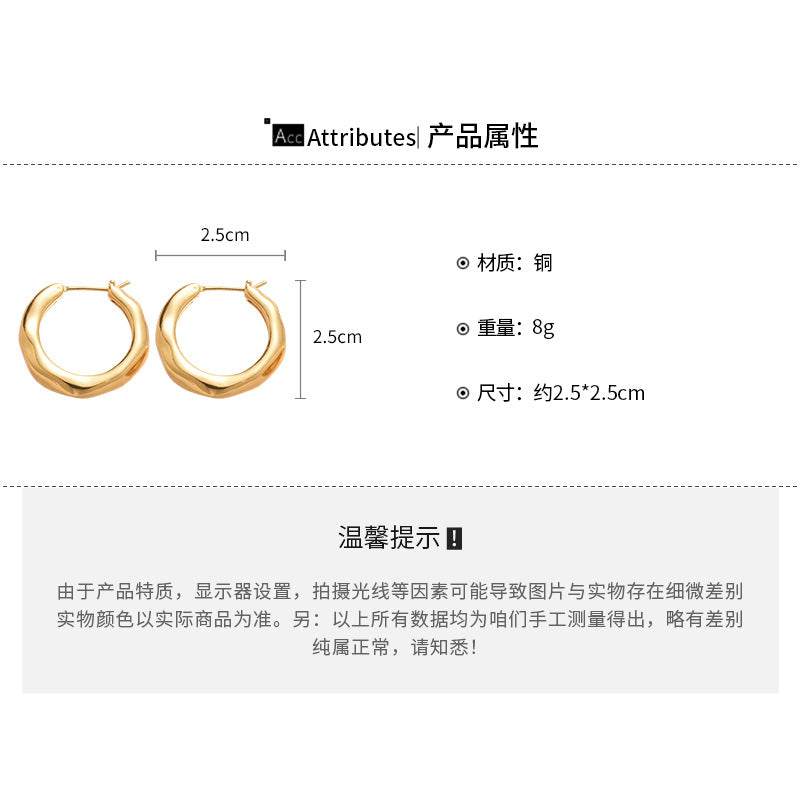 A廠【WE4772】18K真金電鍍歐美褶皺幾何圓形耳環時尚百搭耳環小眾設計感耳飾女
25.10-1