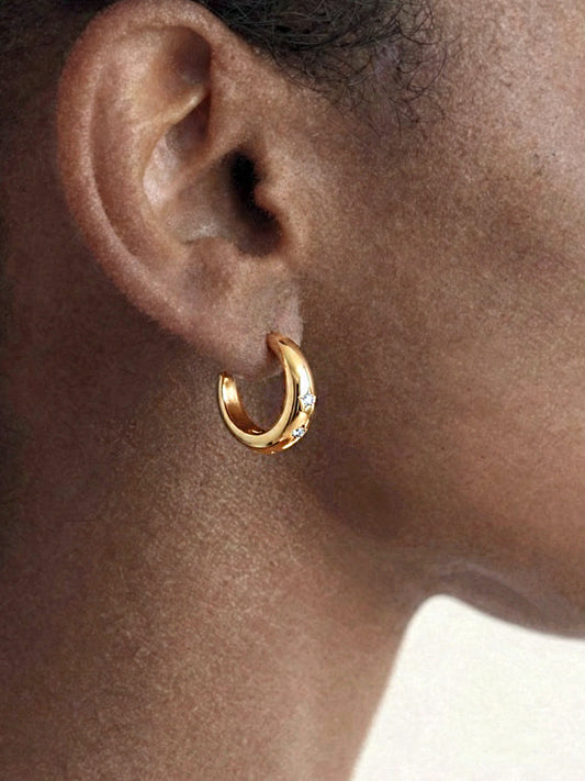 B廠【F068】跨境小眾ins冷淡風C型鑲嵌鋯石耳環不鏽鋼材質鍍18k真金百搭耳飾
26.01-2