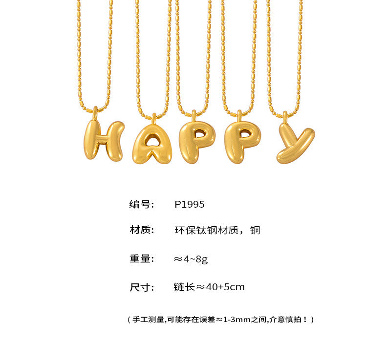 B廠【P1995】歐美跨境熱銷26英文字母銅材質吊墜鈦鋼項鍊女INS小眾個性鎖骨鏈 24.05-1