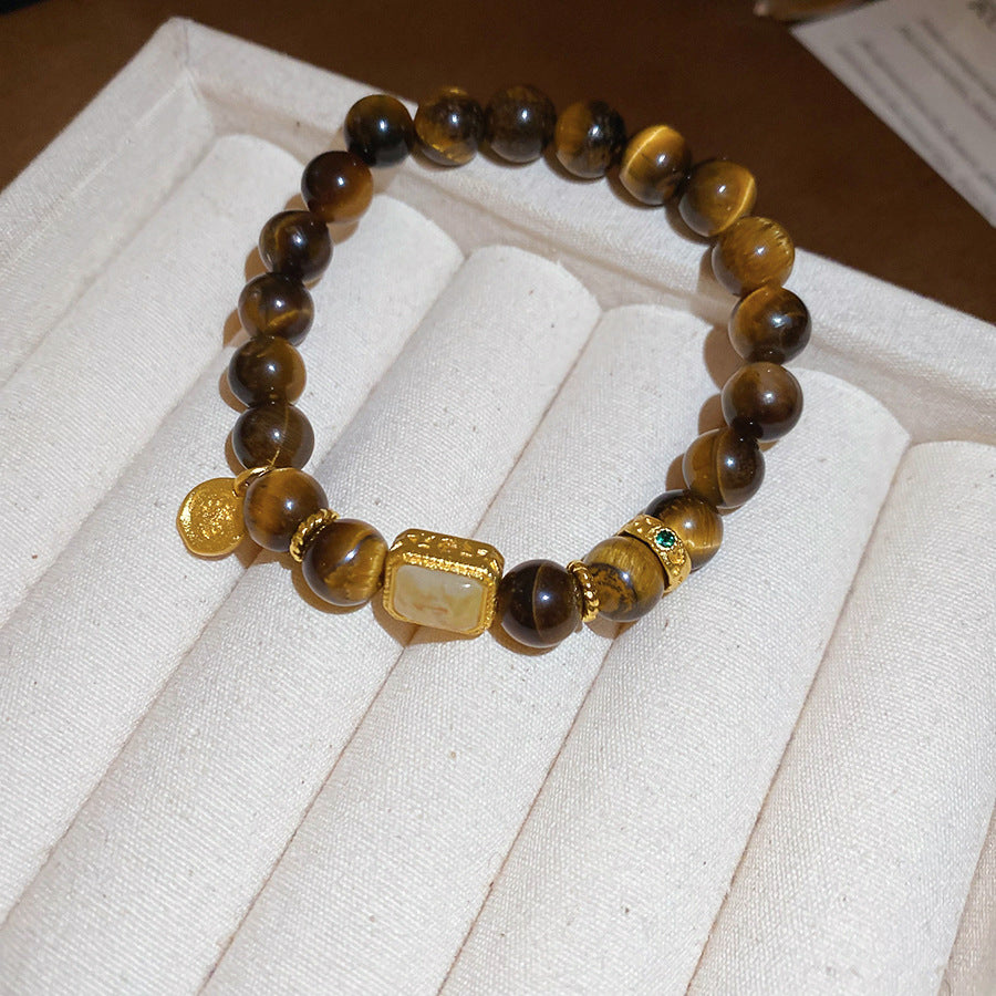 A廠【HB4631】新中式虎眼石串珠葫蘆方形鏤空吊墜美拉德風手串小眾設計感手飾女
 25.10-1