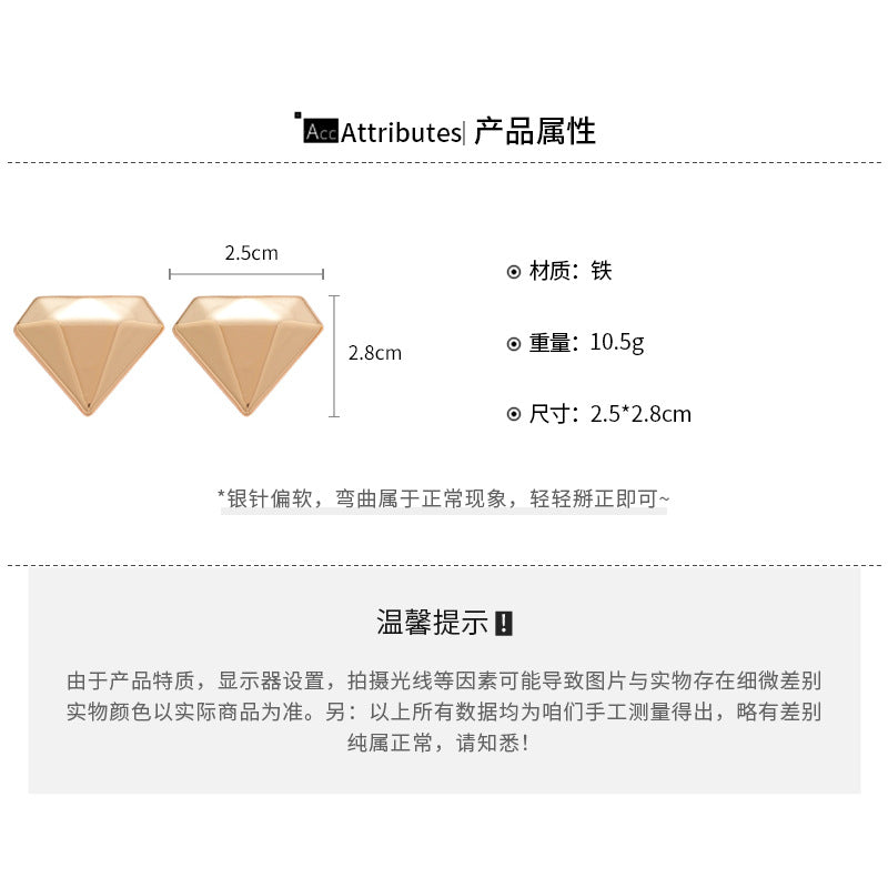 A廠【HE28830】925銀針歐美跨境鑽石形金屬耳環時尚簡約百搭耳環耳墜小眾設計感耳飾
25.10-1