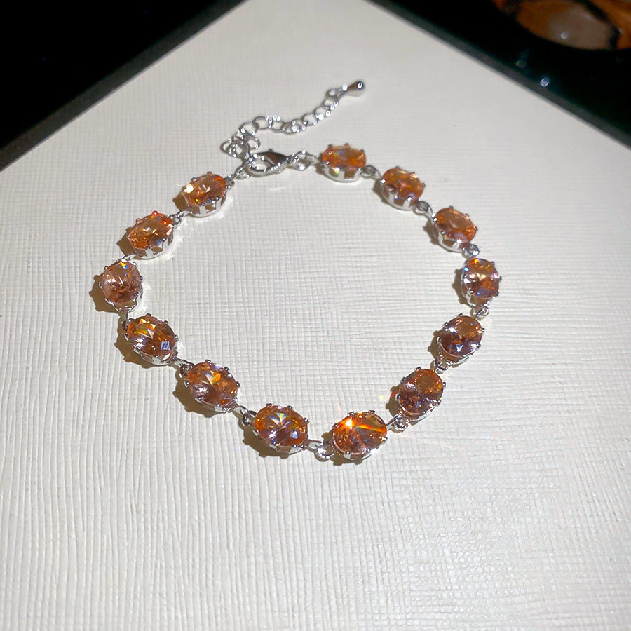 A廠【HB4615】超閃鋯石幾何橢圓形手鍊時尚簡約百搭氣質手環精緻輕奢高級感手飾
 25.10-1