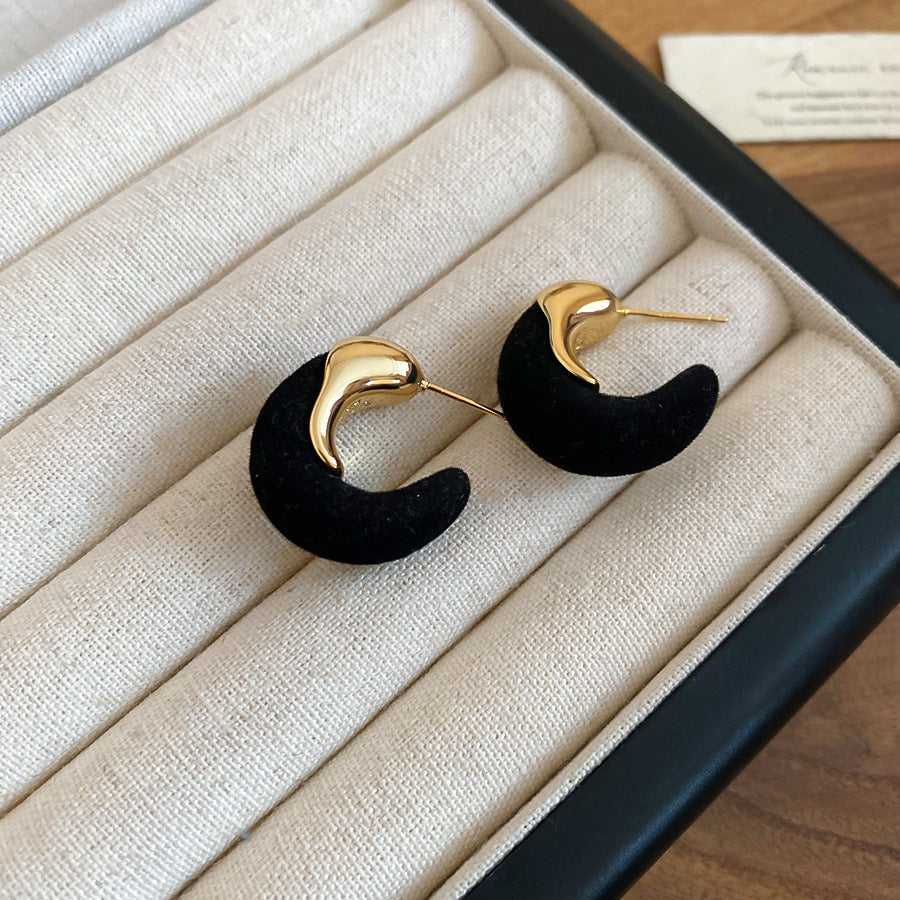 A廠【WE5019】18K真金電鍍925銀針植絨C型耳環耳墜小眾設計感耳環秋冬新款通勤耳飾
 25.10-5