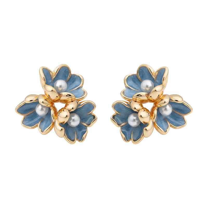 A廠【7348】藍色鳶尾花原創設計師款925銀針琺瑯滴釉花朵耳飾 新款小眾耳環女
26.01-3