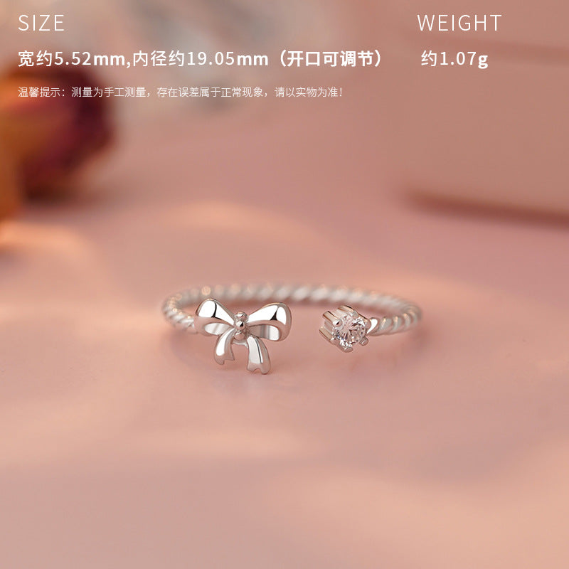 E廠【YC3479R】原創S925純銀悅心系列可愛蝴蝶戒指蝴蝶結戒指女甜美指環 25.04-2