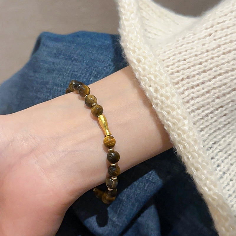 A廠【HB3237】全新中式錦鯉虎眼石款串珠手鍊美拉德小眾百搭手環輕奢高級感手飾女 24.11-2