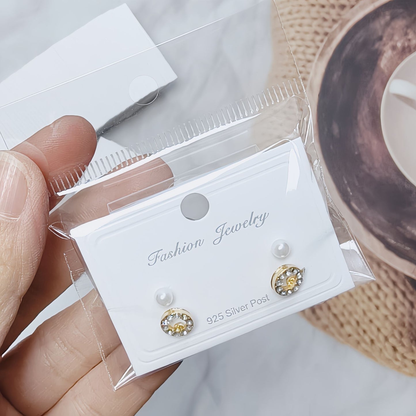 【不含飾品】【JC-2】耳環PVC卡高級耳飾塑膠卡耳環彎鉤一體展示掛卡白色簡約卡 24.07-2