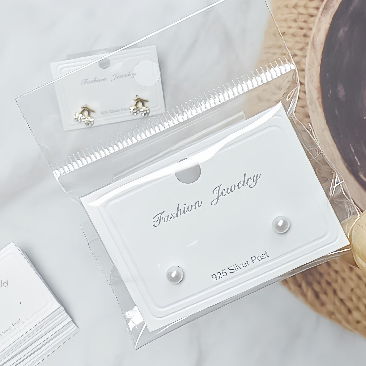 【不含飾品】【JC-2】耳環PVC卡高級耳飾塑膠卡耳環彎鉤一體展示掛卡白色簡約卡 24.07-2