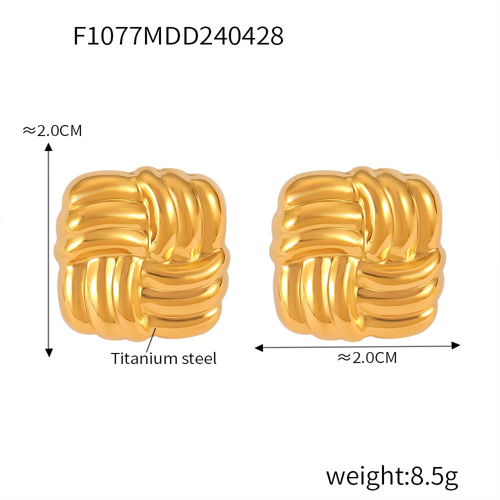 B廠【F1076-8】歐美明星網紅同款耳環時髦鈦鋼粗圈簡約設計感百搭潮時尚C型耳飾 24.05-1