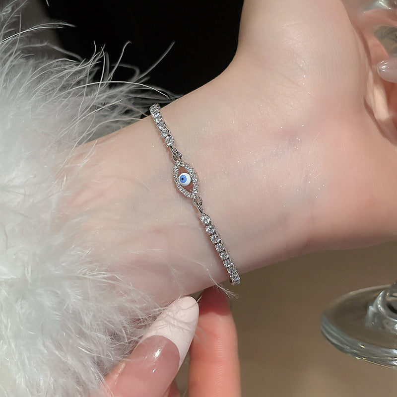 A廠【HB3489】鋯石超閃橢圓眼睛手鍊個性簡約高端氣質手環女輕奢高級感手飾 25.02-2