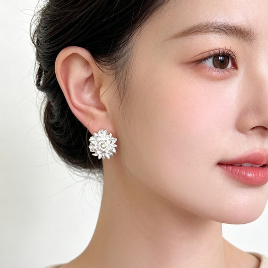 A廠【8323】曇花新中式亞銀色耳飾耳環飾品
26.10-4