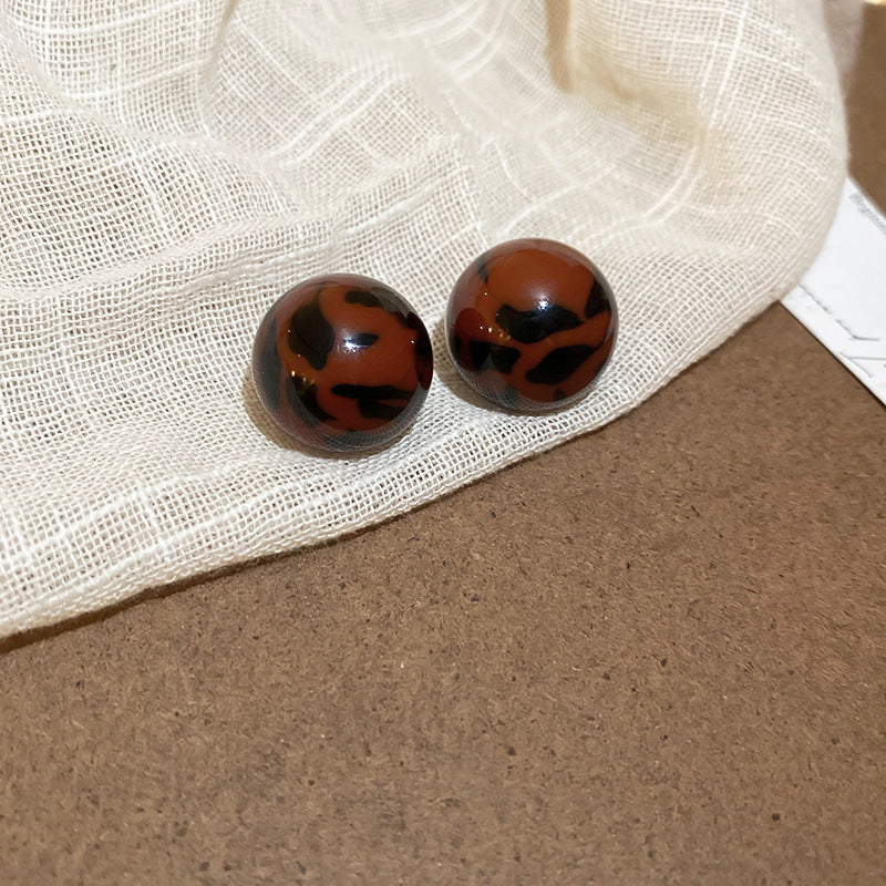 A廠【HE22552】925銀針美拉德港風簡約樹脂愛心耳環網紅色新款耳環復古個性高級感耳飾 24.09-4