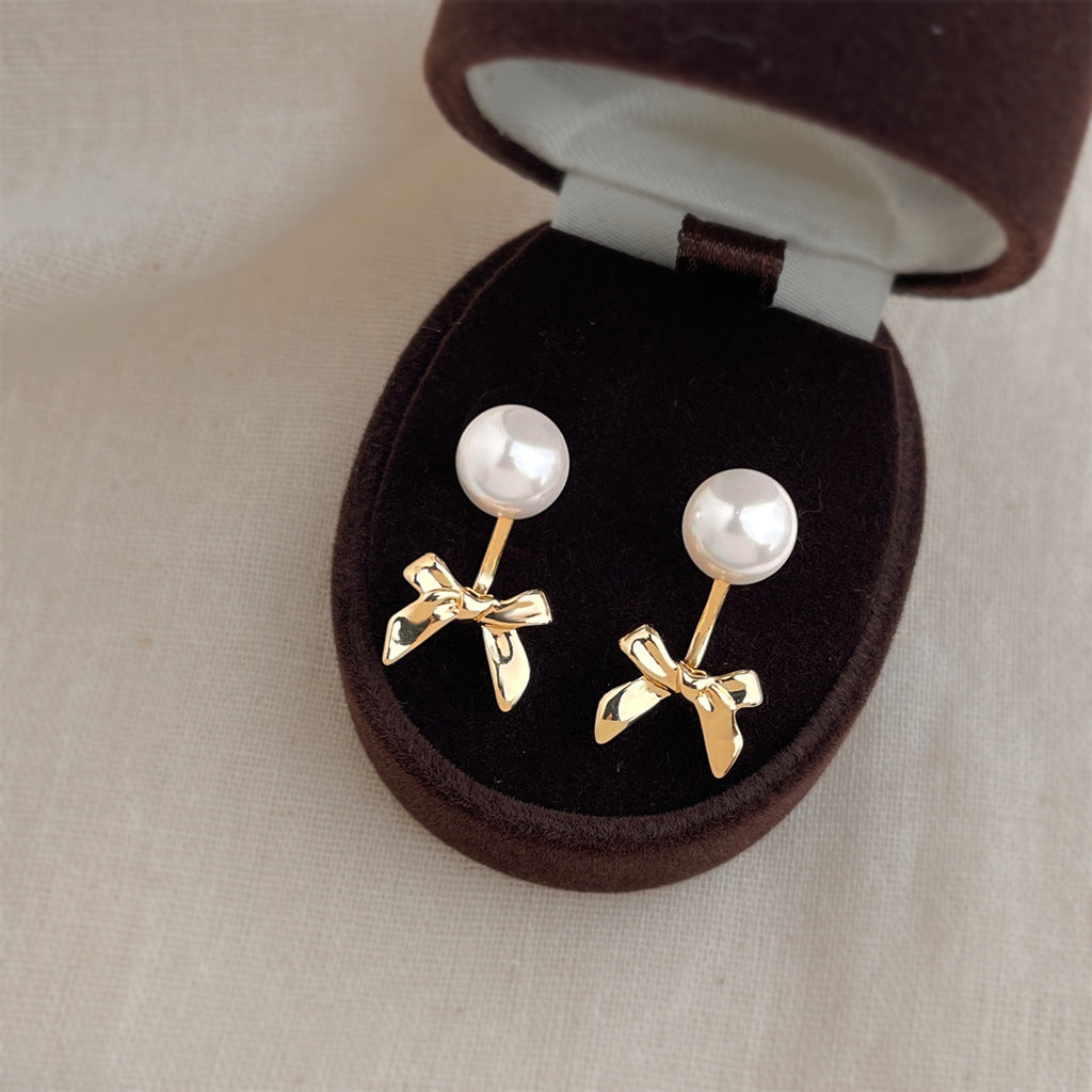 A廠【7208】兩戴簡約蝴蝶結耳環 ins冷淡風金屬氣質耳環高級感百搭珍珠耳飾女
25.12-2