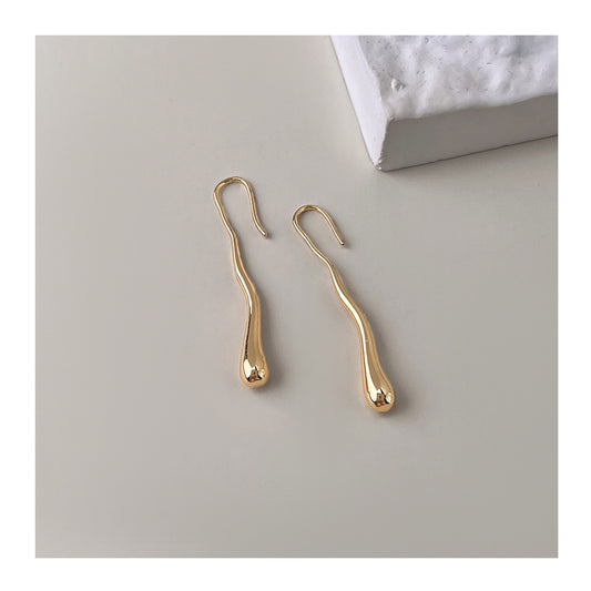 A廠【6919】時尚高級感電鍍14K簡約通勤輕奢風異形不規則長水滴耳飾 耳環女
26.03-3