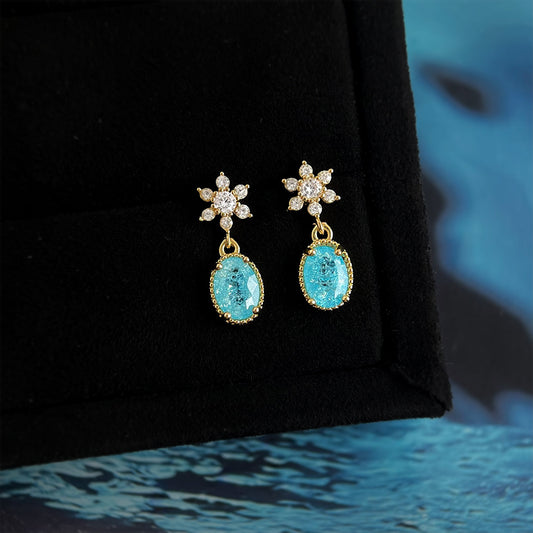 A廠【7524】冰花海藍寶鋯石時尚高級風簡約個性小眾小巧通勤耳環耳環飾品
26.04-4