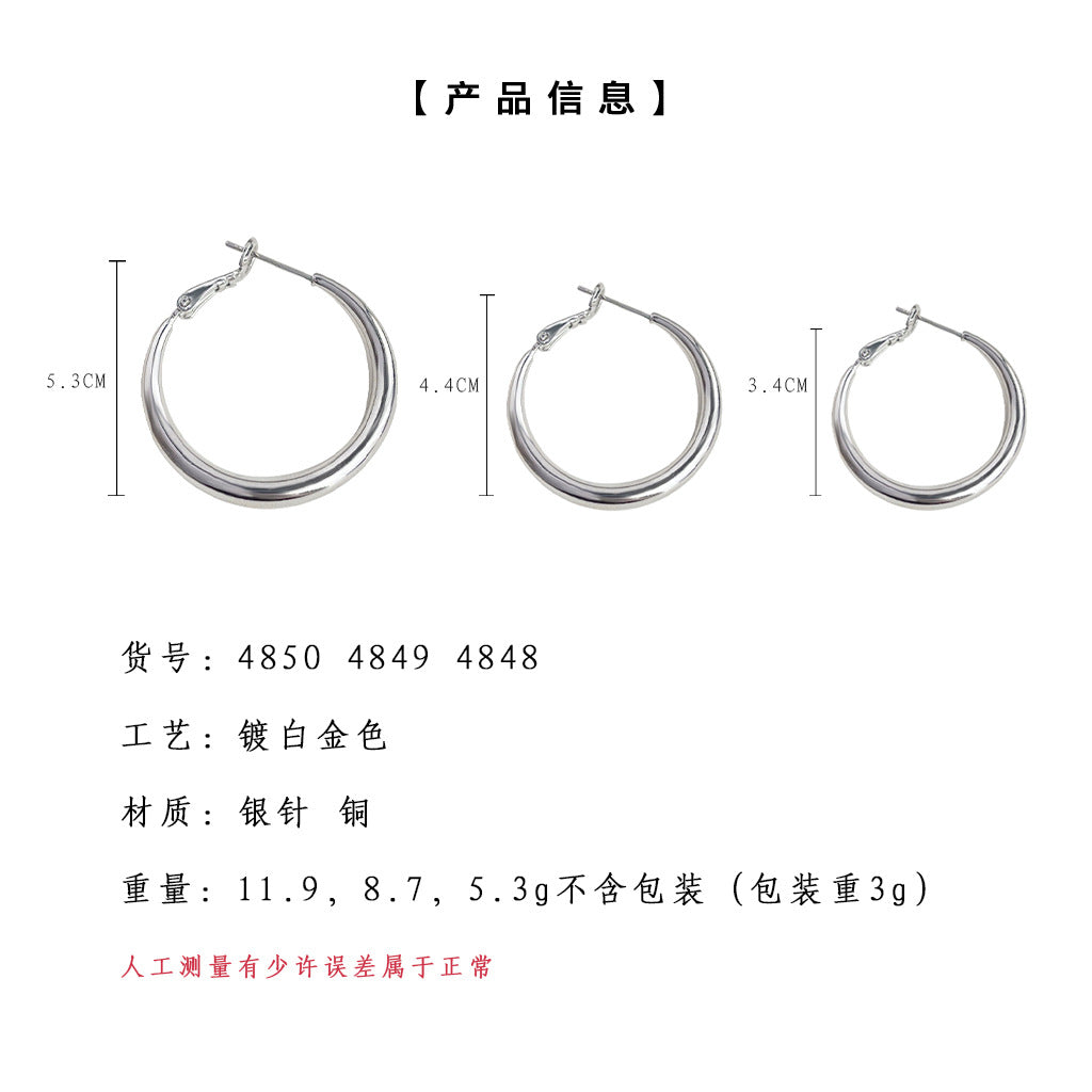 C廠【4848】2024年圓形幾何百搭耳圈高級感時尚素圈耳環女輕奢小眾設計感耳飾 24.09-2