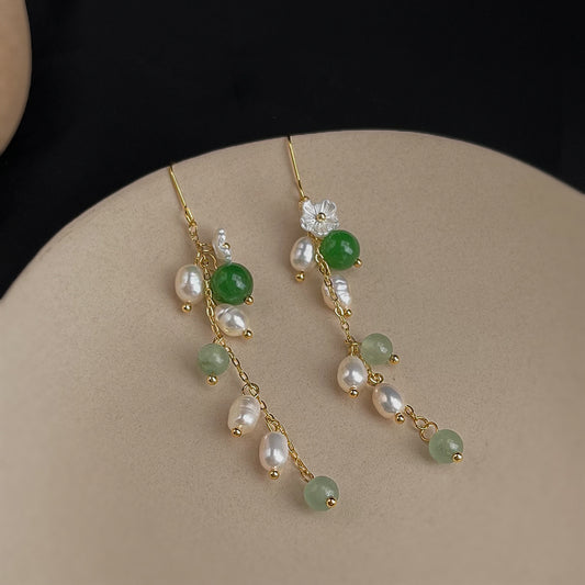 A廠【6387】淡水珍珠天然石原創長款流蘇花耳環國潮新中式復古耳環飾品女
26.02-1