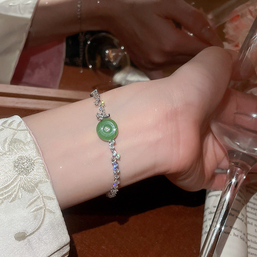 A廠【WB1727】新中式鋯石玉髓幾何圓形吊墜手鍊時尚優雅氣質手環輕奢高級感手飾
 25.10-4