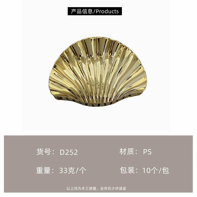 D廠【D252】高級金屬感貝殼抓夾輕奢度假風髮夾新款2025髮飾時尚後腦勺鯊魚夾 25.05-5「D廠-單筆結帳需滿,NT$600出貨(不含運費)」