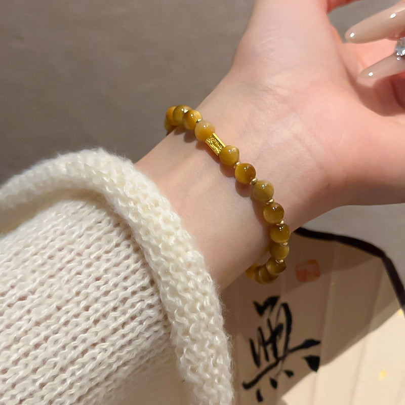 A廠【HB3237】全新中式錦鯉虎眼石款串珠手鍊美拉德小眾百搭手環輕奢高級感手飾女 24.11-2