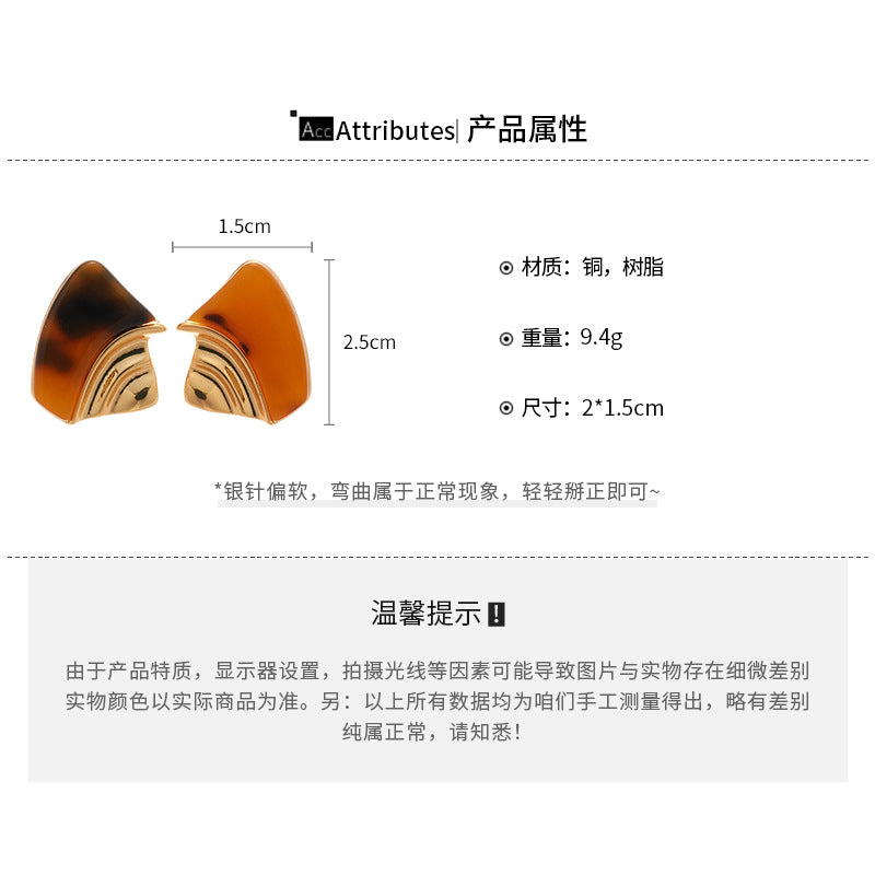 A廠【WE4104】18k真金電鍍925銀針樹脂幾何吊墜耳環歐美百搭耳環小眾高級感耳飾女
25.08-5