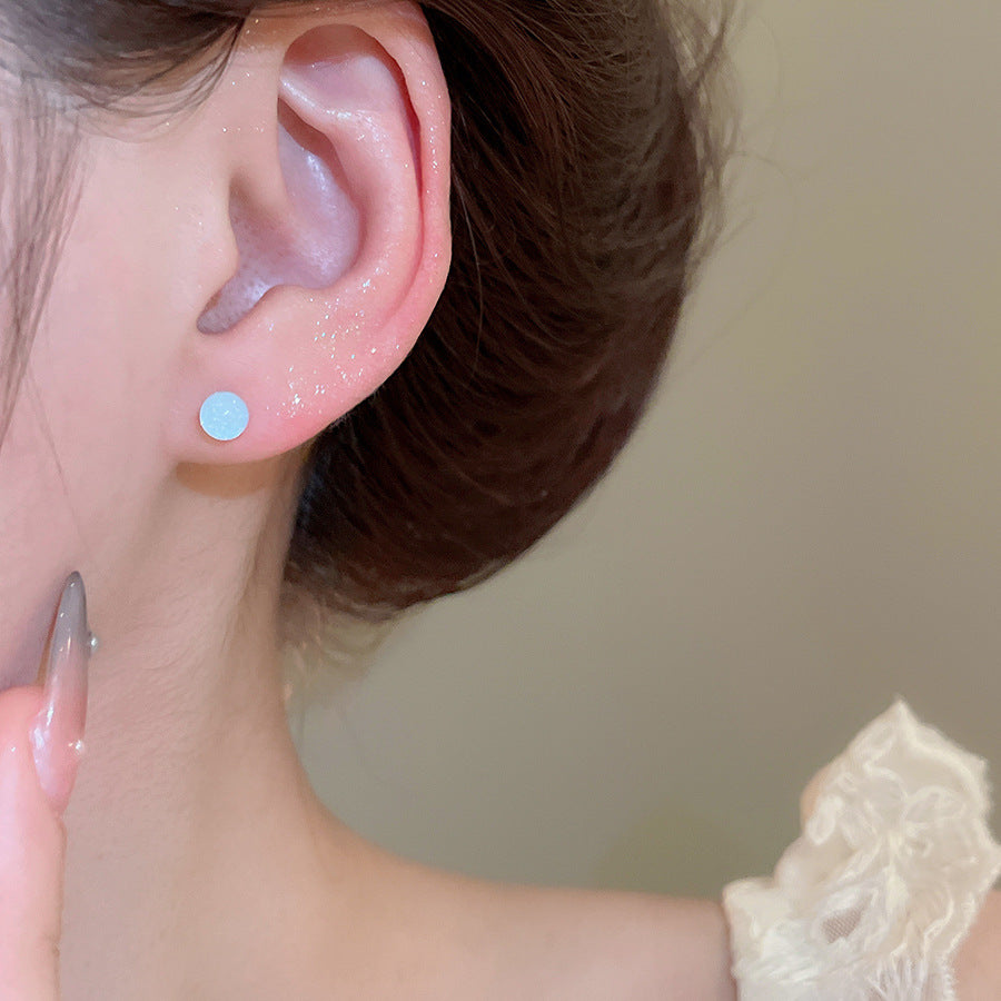 A廠【HE25822】925銀針樹脂彩色圓形耳環簡約時尚百搭耳環女清新甜美耳飾小眾高級感 25.05-3