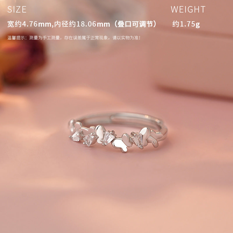 E廠【YC3479R】原創S925純銀悅心系列可愛蝴蝶戒指蝴蝶結戒指女甜美指環 25.04-2