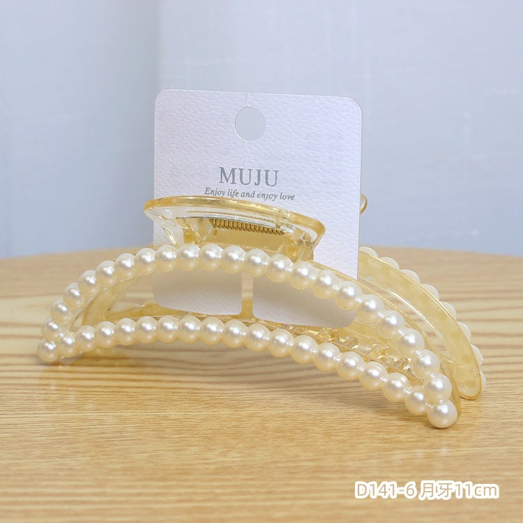 D廠【D141】韓版輕奢氣質珍珠鯊魚夾 24.03-1「D廠-單筆結帳需滿,NT$600出貨(不含運費)」