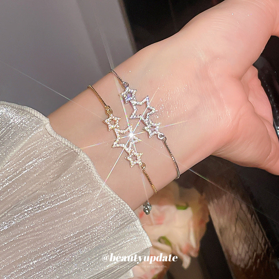 A廠【HB3619】不規則鋯石星星可調式手鍊輕奢高級感手環精緻時尚氣質百搭手飾女 25.03-3