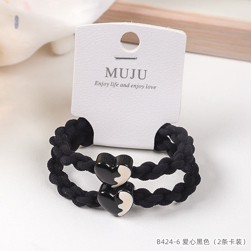 D廠【B424】加粗高彈性編織頭繩精美2條卡裝皮筋高級感拼色髮圈高馬尾髮繩 24.11-5「D廠-單筆結帳需滿,NT$600出貨(不含運費)」