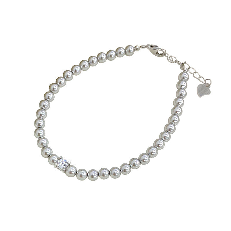 E廠【YC5365SL】S925純銀法式鋯石珍珠手鍊女浪漫氛圍感時尚輕奢高級感手串 24.04-2