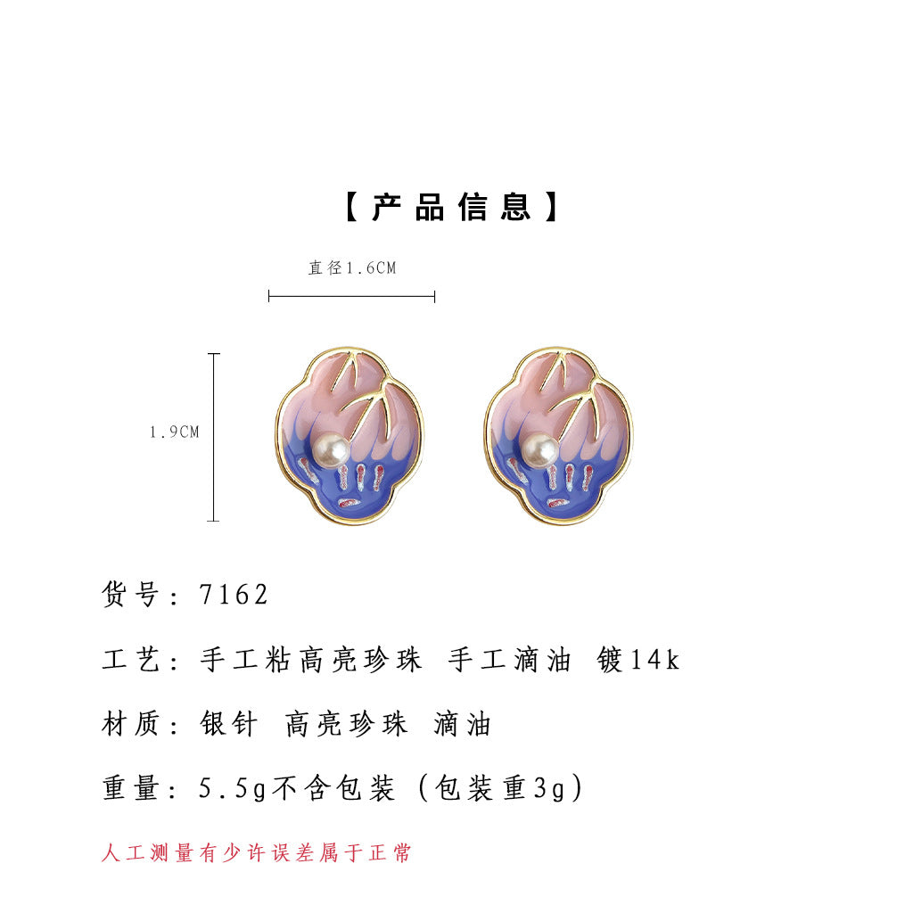 A廠【7162】國潮新中式琺瑯滴釉手工彩繪s925銀針新款時尚高級感耳環耳飾
25.12-1