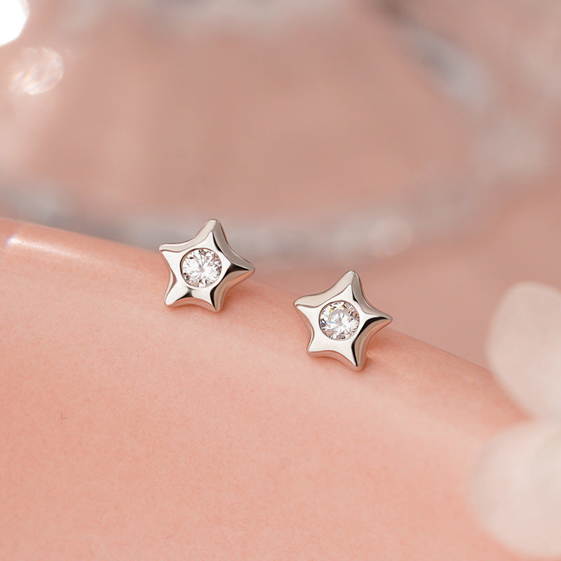 E廠【YC3484E】S999足銀星星鋯石耳環小巧精緻創意簡約甜美睡覺免摘耳飾
25.10-5