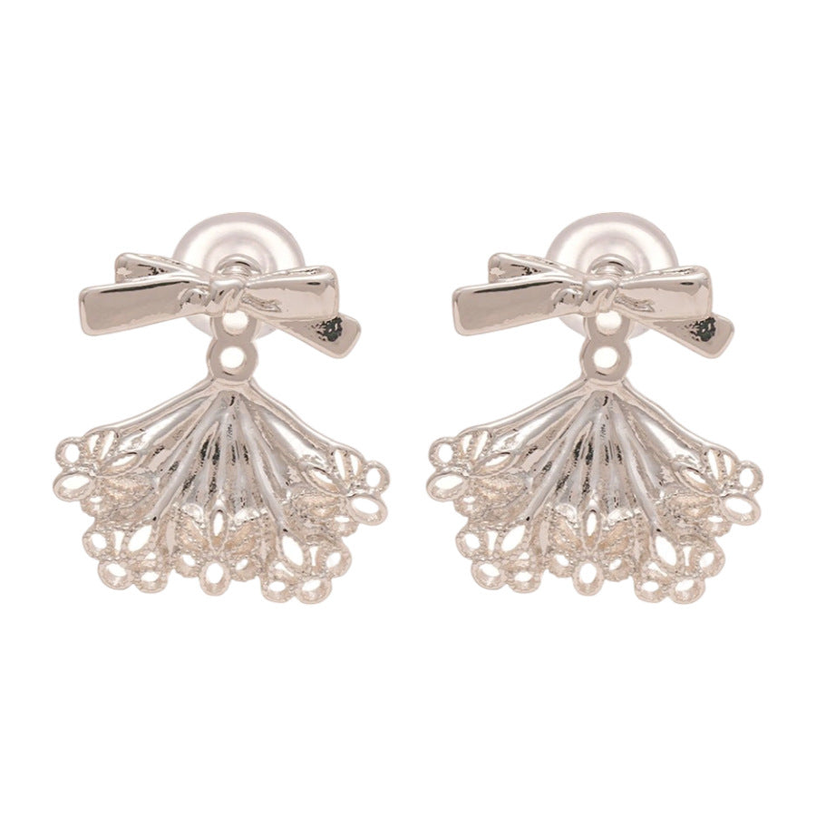 A廠【HE25514】925銀針蝴蝶結花朵素銀耳環甜美小眾簡約氣質耳環輕奢高級感時尚耳環 25.03-4