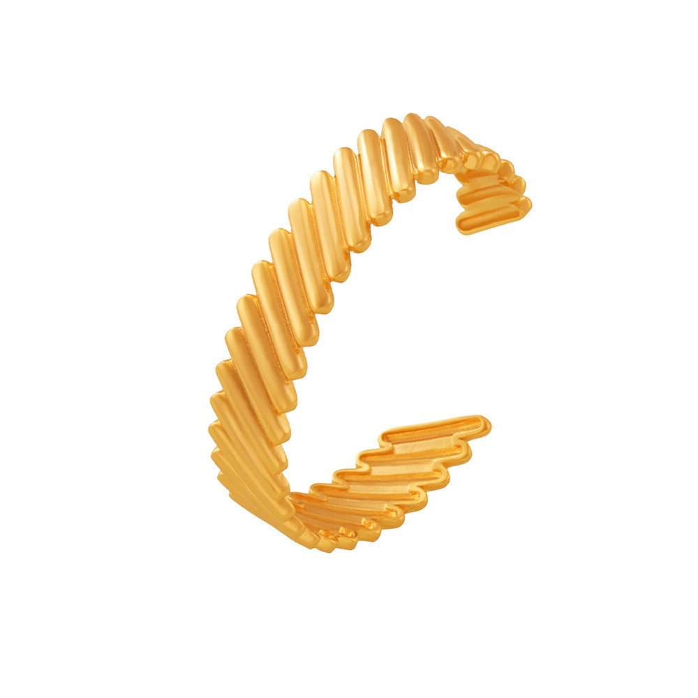 B廠【Z358】跨境歐美紋理拼接不規則手鐲開口設計銅材質鍍18k真金復古個性女 24.07-5