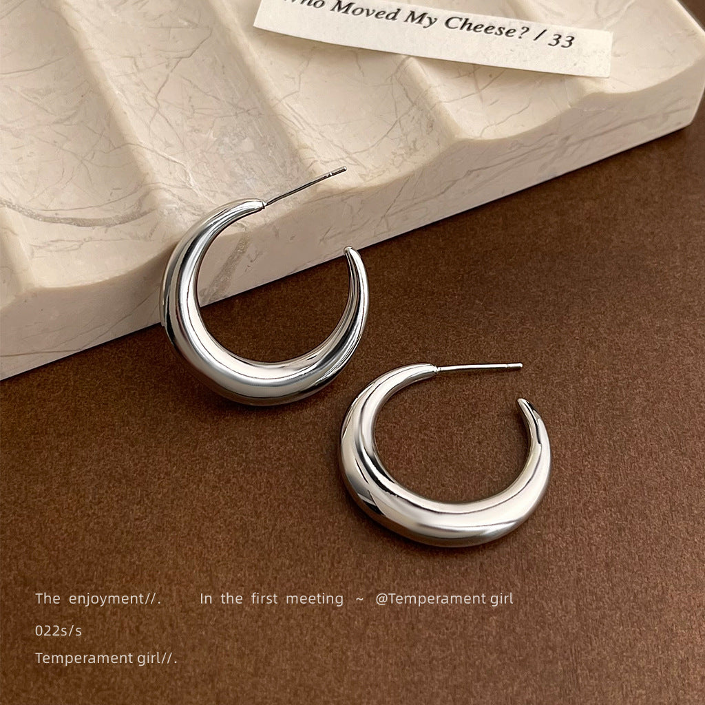 C廠【5366】高級感925銀針鍍14K簡約時尚通勤百搭幾何圓耳環耳環飾品女 25.02-4
