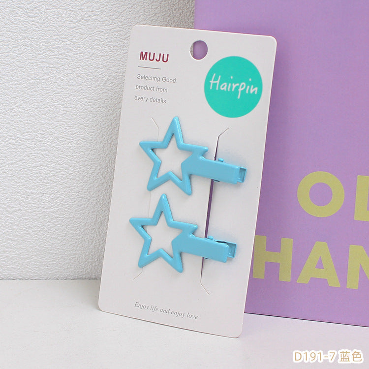 D廠【D191】多巴胺星星髮夾高級感卡對裝金屬髮卡甜美少女邊夾碎髮瀏海夾 24.06-2「D廠-單筆結帳需滿,NT$600出貨(不含運費)」