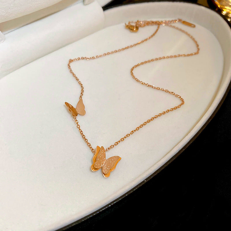 A廠【HN7047】鈦鋼歐美立體蝴蝶手鐲項鍊耳環組時尚百搭氣質手鍊簡約小眾飾品 24.07-4