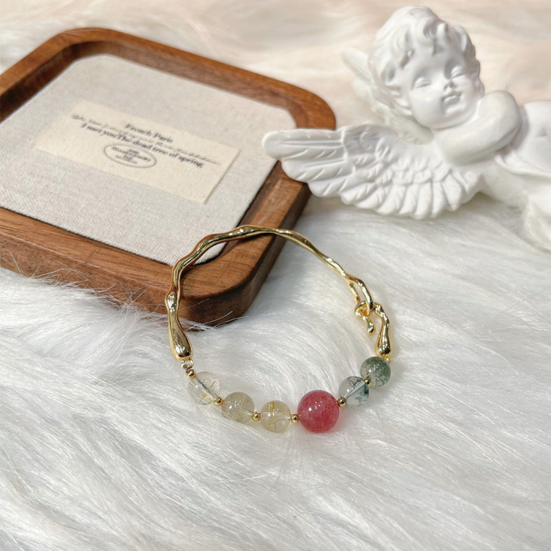 C廠【vsl1839】金髮晶綠幽靈草莓晶手鍊 24.04-4「需2件起批」