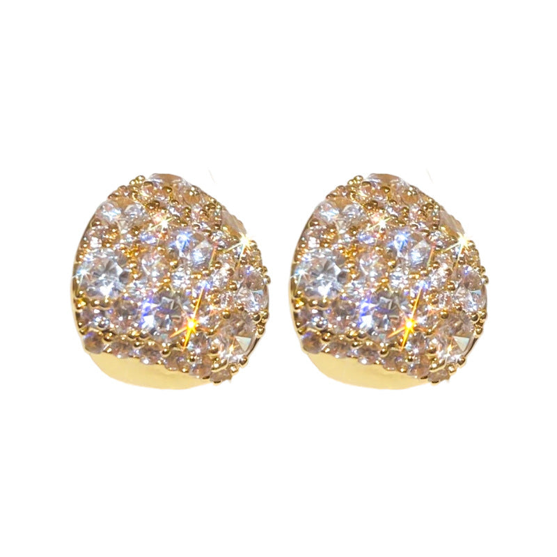 A廠【HE25186】18k真金電鍍925銀針鋯石水滴耳環輕奢高級感耳環時尚通勤百搭耳環女 25.03-2