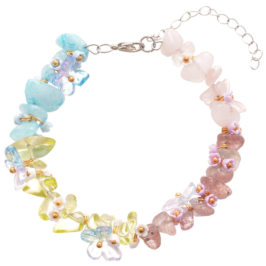 A廠【HB3850】彩色樹脂玻璃花朵手鍊小眾多巴胺彩色手環森系清新甜美氣質手飾女 25.05-1