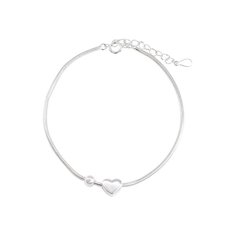 F廠【DQ0653S】S925純銀韓版簡約愛心小原子手鍊女甜美ins心形蛇骨鍊手飾潮 25.06-1