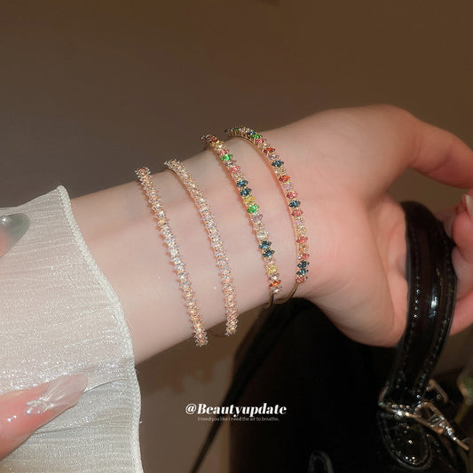 A廠【HB3979】鋯石雙層開口手鐲歐美ins網紅時尚復古手環輕奢高級感氣質手飾女 25.05-4