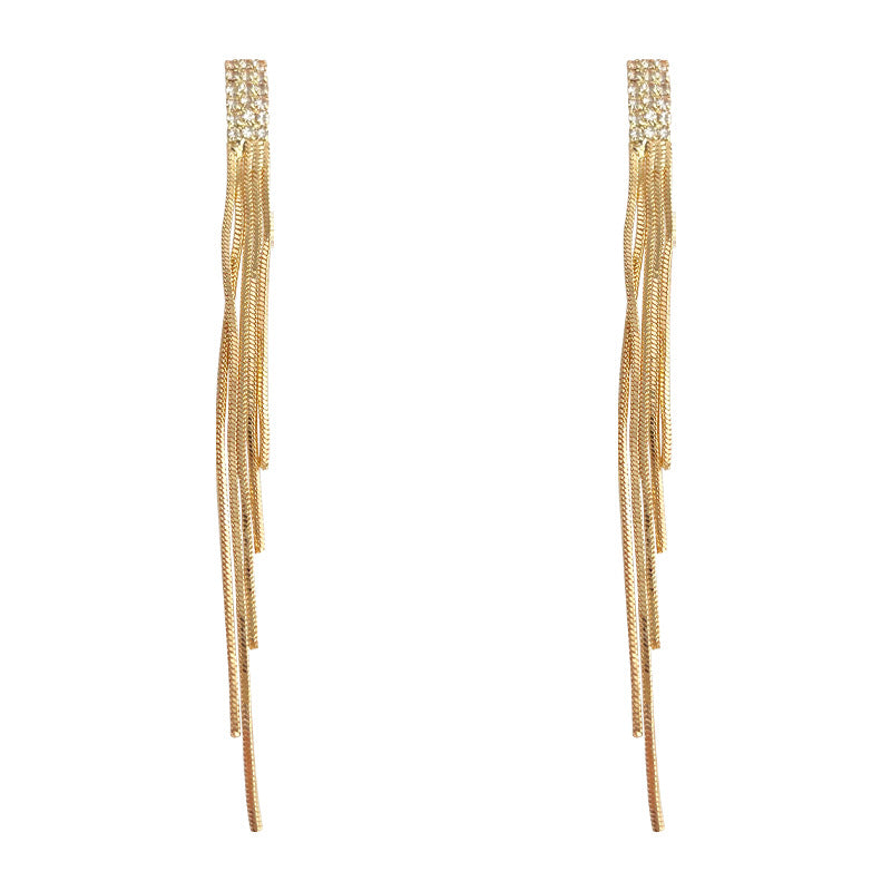 C廠【4342】時尚通勤長款流蘇微鑲鋯石鍍14K簡約百搭耳飾潮網紅耳環飾品 24.06-4