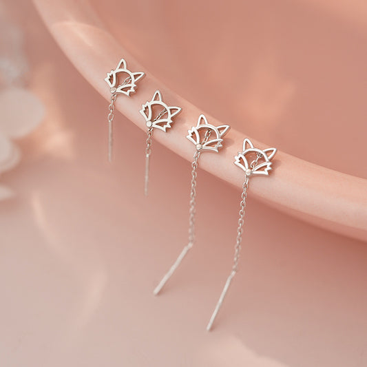 E廠【YC2213E】S999足銀新款狐狸耳線潮日韓簡約甜美仙氣童趣百搭耳飾 25.06-4