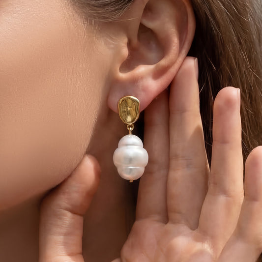 B廠【F1648】巴洛克異形仿珍珠吊墜不鏽鋼耳環PVD鍍18k真金精緻氣質時尚耳環女
26.03-4