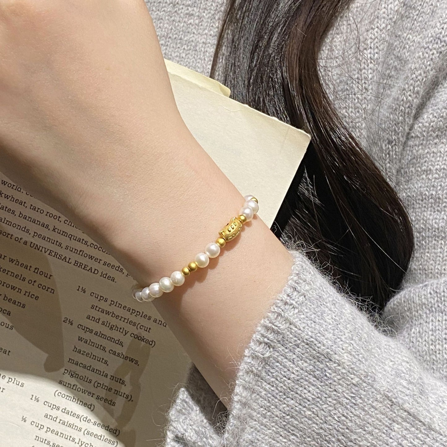 F廠【DQ0089S】萌寵法棍貓淡水珍珠手串女S925純銀精緻時尚可愛貓咪手飾
 25.10-4