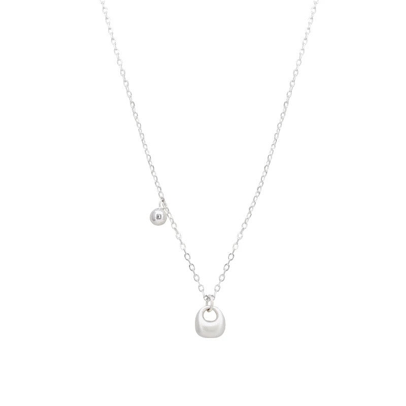 F廠【DQ2061N】S925純銀ins小眾磨砂霧面小銀托項鍊女幾何設計感圓珠鎖骨鏈 25.01-1