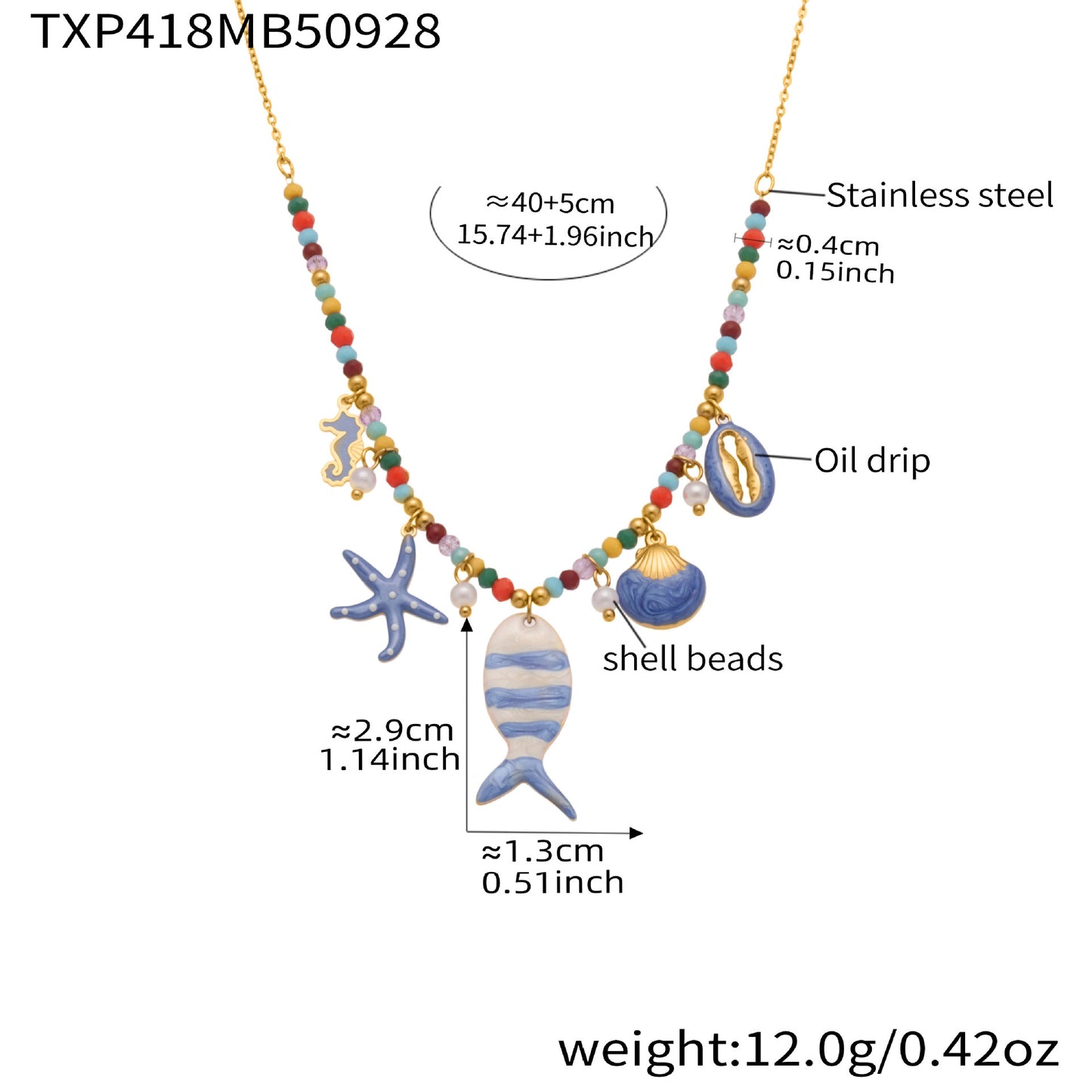 B廠【TXP418】不鏽鋼DIY多配件小丑魚滴油吊墜項鍊手鍊腳鍊腳套組鍍18k真金
25.10-2